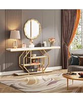 Tribesigns 70.9 inch Extra Long Console Table, Modern Sofa Table Behind Couch with Storage, 4 Tier Entryway Accent Table for Living Room, Hallway, Ent