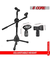 5 Core Tripod Mic Stand Height Adjustable Max 29" Universal Microphone Mount Short Stands w Boom Ms Dbl S