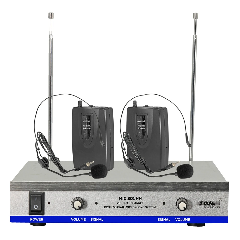 5 Core Wireless Microphones w 2 Headset Portable Mini Mic Microfono Inalambricos with Receiver 165ft Range Wm 301 Hh