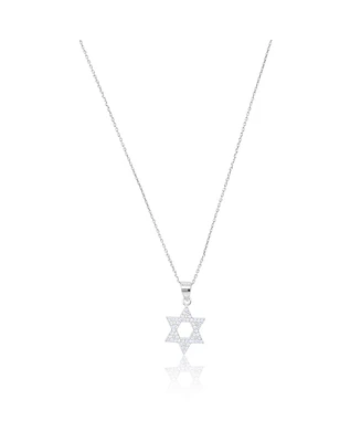 Etoielle White Gold Tone Cz Star of David Necklace