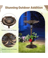 Slickblue Standing Pedestal Birdbath and Feeder Combo with Lotus Leaf Bowl