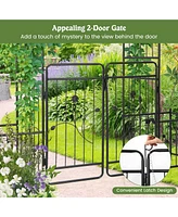 Slickblue 87 Inches Garden Arbor with Lockable Gate Side Planters-Black