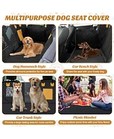 Slickblue Dog Car Seat Cover Protector for Back Seat with Mesh Windows-Black