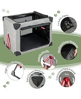 Slickblue 3-Door Dog Crate with Removable Pad and Metal Frame