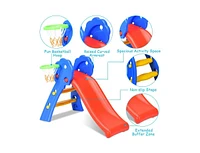 Slickblue 2 Step Indoors Kids Plastic Folding Slide with Basketball Hoop