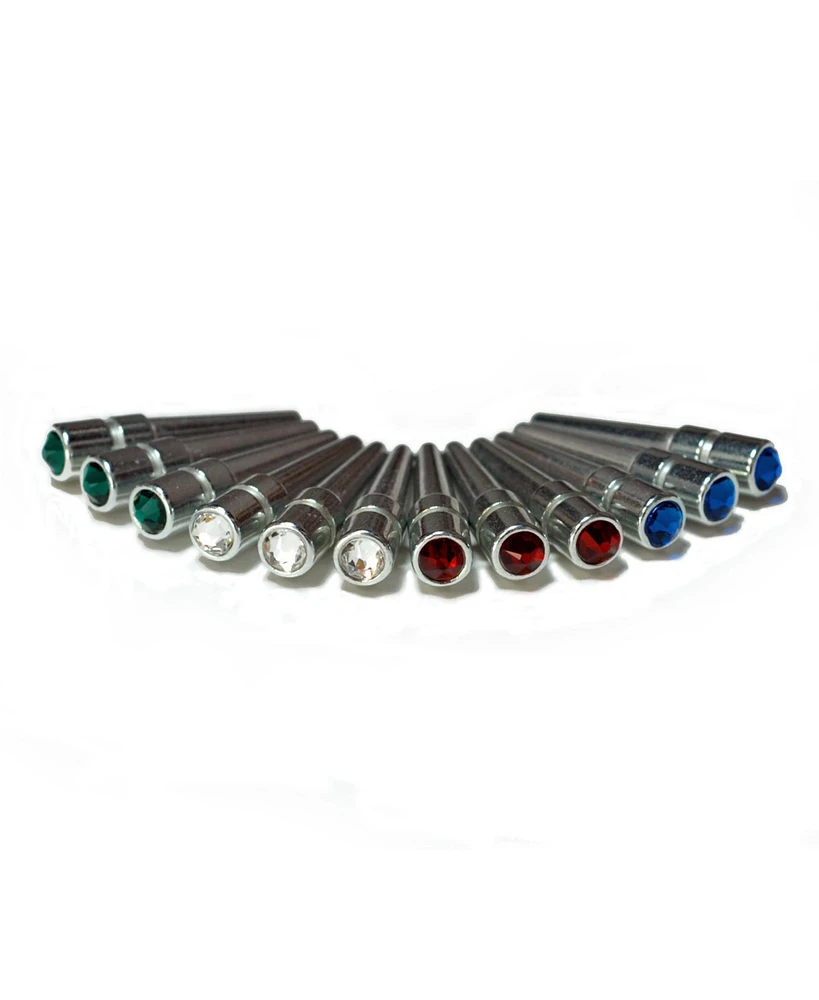 We Games Chrome Metal Cribbage Pegs with Swarovski Austrian Crystals - Set of 12 - Red, Clear, Green, and Blue Crystals