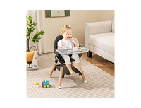 Slickblue Kids 6 1 Convertible Highchair with Safety Harness and Removable Tray