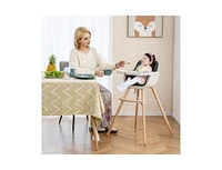 Slickblue Kids 3-in-1 Convertible Wooden High Chair with Cushion-Light Gray