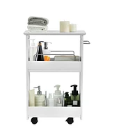 Slickblue Slim Rolling 3-Tier Bathroom Mobile Shelving Cabinet wih Handle- White