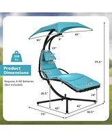 Slickblue Hanging Curved Steel Swing Chaise Lounger with Removable Canopy