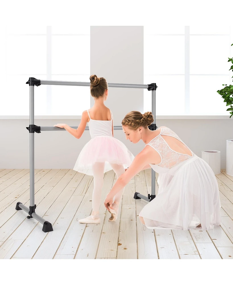Slickblue 4 Feet Double Ballet Barre Bar with Adjustable Height