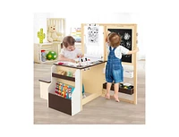 Slickblue Kids Art Center Wooden Table Bench Set