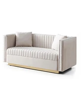 Streamdale Furniture Modern Beige Velvet Sofa Set with Pillows