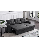 Simplie Fun Upholstered Pull Out Sectional Sofa With Chaise