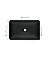 14.38" L -22.25" W -4-3/8 In. H Matte Shell Glass With Faucet And Pop-Up Drain In Matte Black