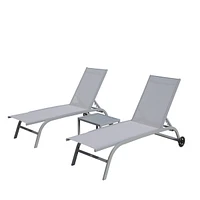 Outdoor Grey Lounge Set: 2 Chairs + Table
