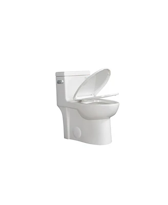 Streamdale Furniture 15 1/8 Inch 1.28 Gpf 1-Piece Elongated Toilet With Soft-Close Seat - Gloss White