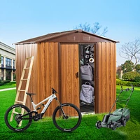 6x6 Metal Storage Shed with Wood Grain Horizontal Siding