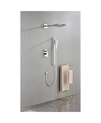 Streamdale Furniture Wall Mounted Waterfall Rain Shower System With 3 Body Sprays & Handheld Shower