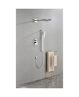 Streamdale Furniture Wall Mounted Waterfall Rain Shower System With 3 Body Sprays & Handheld Shower