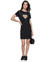 Karl Lagerfeld Paris Women's Embellished Heart T-Shirt Dress