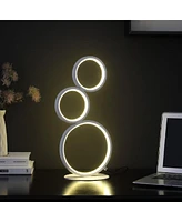 Streamdale Furniture 17" In 3-Ring Shaped Odu White Led Minimalist Metal Table Lamp