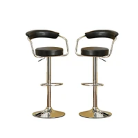 Simplie Fun Set Of 2 Black Faux Leather Bar Stools