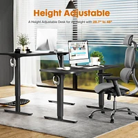 Electric Height Adjustable Standing Desk, Sit To Stand Ergonomic Computer Desk, Black, 55" X 24"