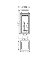 Cwi Lighting 21.5" Metal Milford 3 Light Outdoor Lantern Head