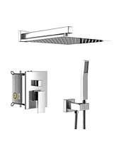 Simplie Fun Dual Shower Head - 12 Inch Wall Mounted Square Shower System With Rough-In Valve, Chrome