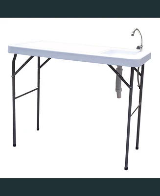 Simplie Fun Outdoor Fish And Game Cutting Cleaning Table with Sink And Faucet