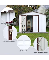 Streamdale Furniture Metal Garden Sheds 6FTx8FT Outdoor Storage Sheds White+Offee