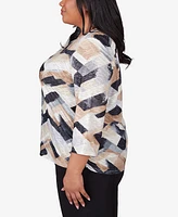 Alfred Dunner Plus Classic Abstract Chevron Top