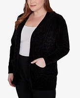 Alfred Dunner Plus Classic Chenille Cardigan With Pockets