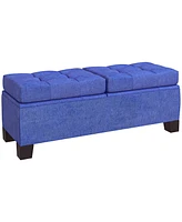 Homcom Storage End of Bed Bench, Upholstered Bench with Steel Frame, Blue