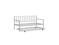 Slickblue Twin Metal Daybed Sofa Bed Set with Roll Out Trundle