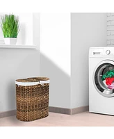 Seville Classics Handwoven Oval Double Laundry Hamper