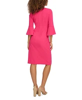 kensie Women's Bell-Sleeve Twist Sheath Dress