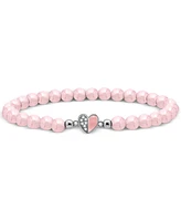 Giani Bernini Rose Quartz & Cubic Zirconia Heart Bead Stretch Bracelet in 18k Gold-Plated Sterling Silver