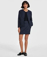 On 34th Womens Tweed Jacket Ribbed Bodysuit Tweed Mini Skirt Created For Macys