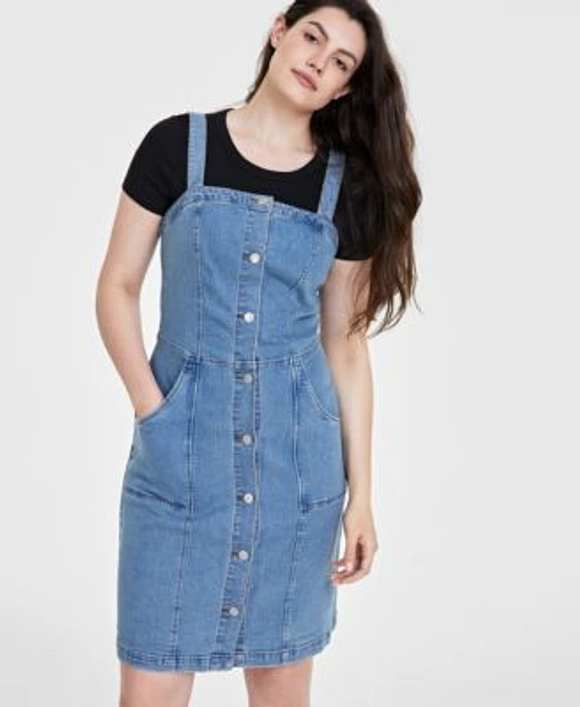 On 34th Womens Ribbed T Shirt Denim Pinafore Dress Created For Macys | MainPlace Mall On 34th Womens Ribbed T Shirt Denim Pinafore Dress Created For Macys | MainPlace Mall