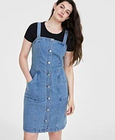 On 34th Womens Ribbed T Shirt Denim Pinafore Dress Created For Macys