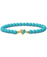 Giani Bernini Howlite Chryscolla Bead & Cubic Zirconia Heart Stretch Bracelet, Created for Macy's