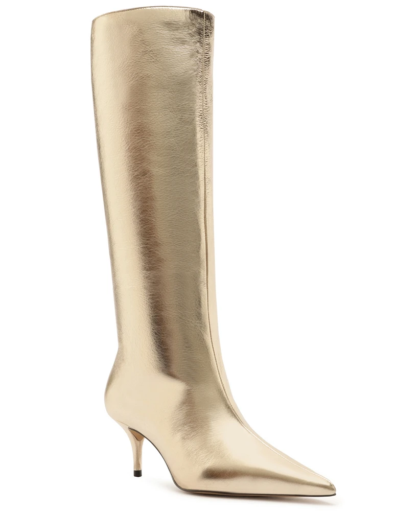 Arezzo Women's Skye Low Stiletto Leather Calf Boots