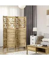 Homcom 5.5' 4 Panel Room Divider, Double Hinged Privacy Screens,