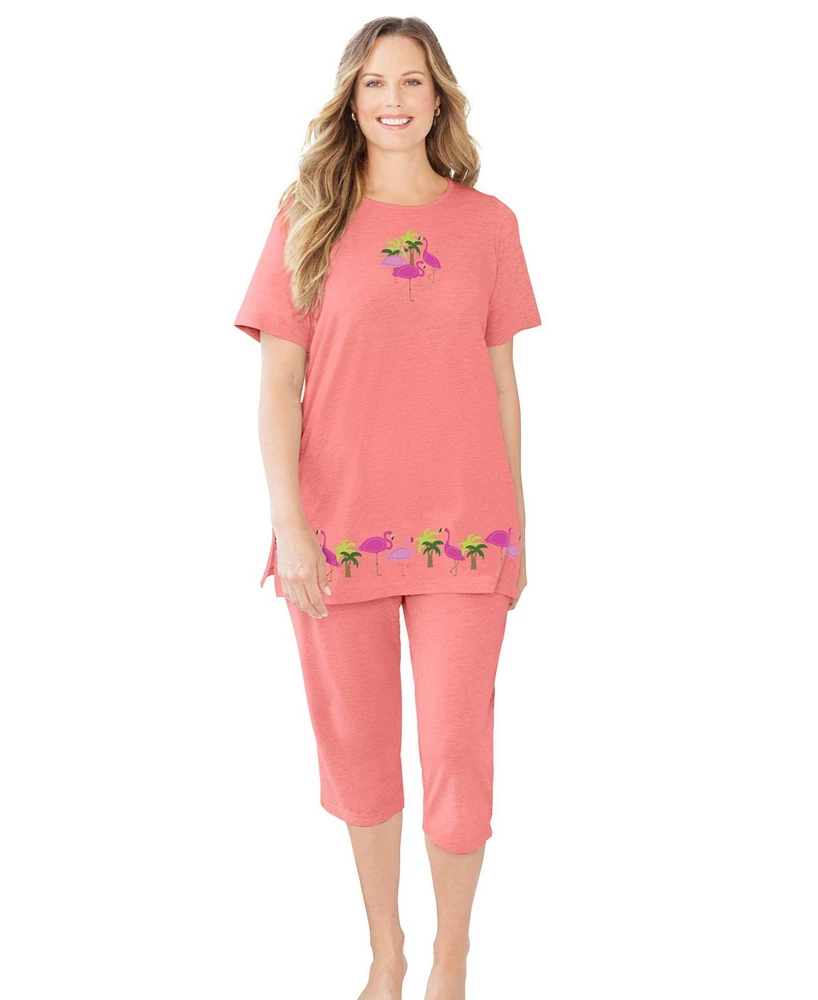 Dreams & Co. Women's Knit Capri Sleep Set