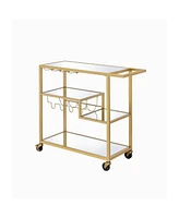 Simplie Fun Adamsen Serving Cart, Champagne & Mirror