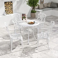5 Pcs Patio Table Chair Set Outdoor Cast Aluminum Patio Set with Umbrella Hole