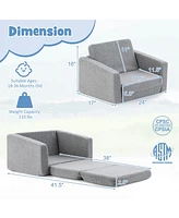 2-in-1 Toddler Fold out Couch Children s Convertible Sofa to Lounger
