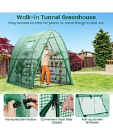 Costway Portable Greenhouse with 2 Zippered Doors Roll-up Screen Windows